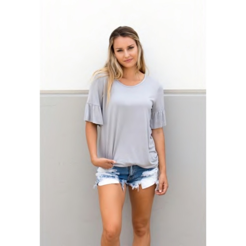 Gray flared sleeve shirt